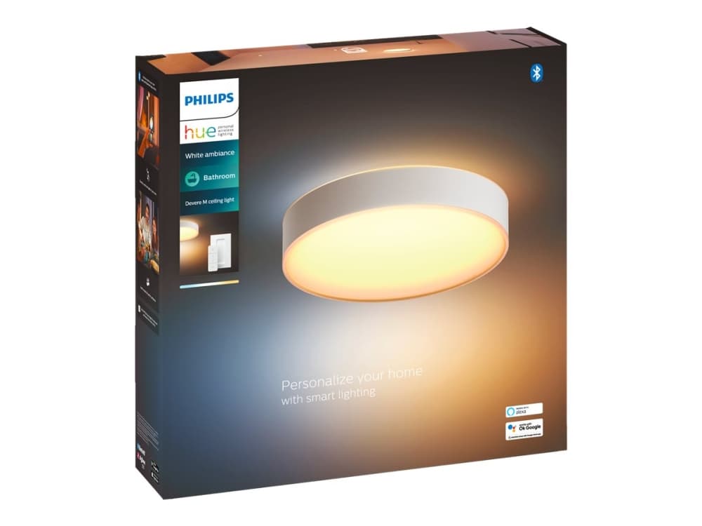 Philips Hue White ambiance Devere M - Kattolamppu - LED - 19.2 W - luokka F - lämmin - viileä valkoinen valo - 2200-6500 K - valkoinen