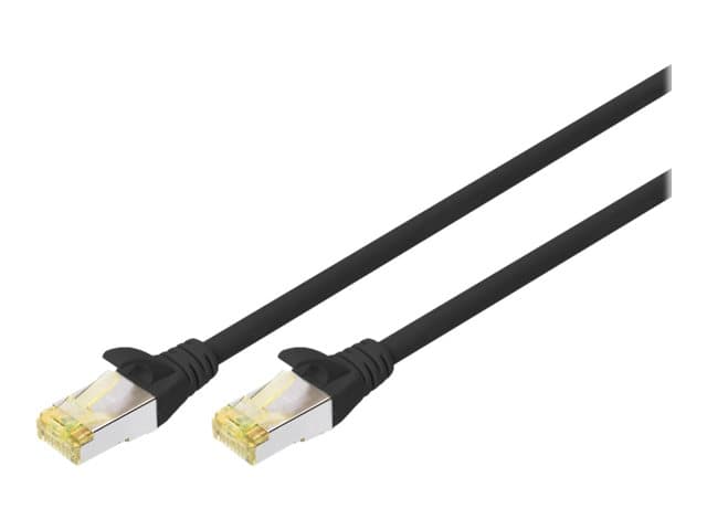DIGITUS - Liitäntäjohto - RJ-45 (uros) RJ-45 (uros) - 50 cm - S/FTP - CAT 6a - halogeeniton, muotoiltu, rypistymätön - musta (10 kpl)