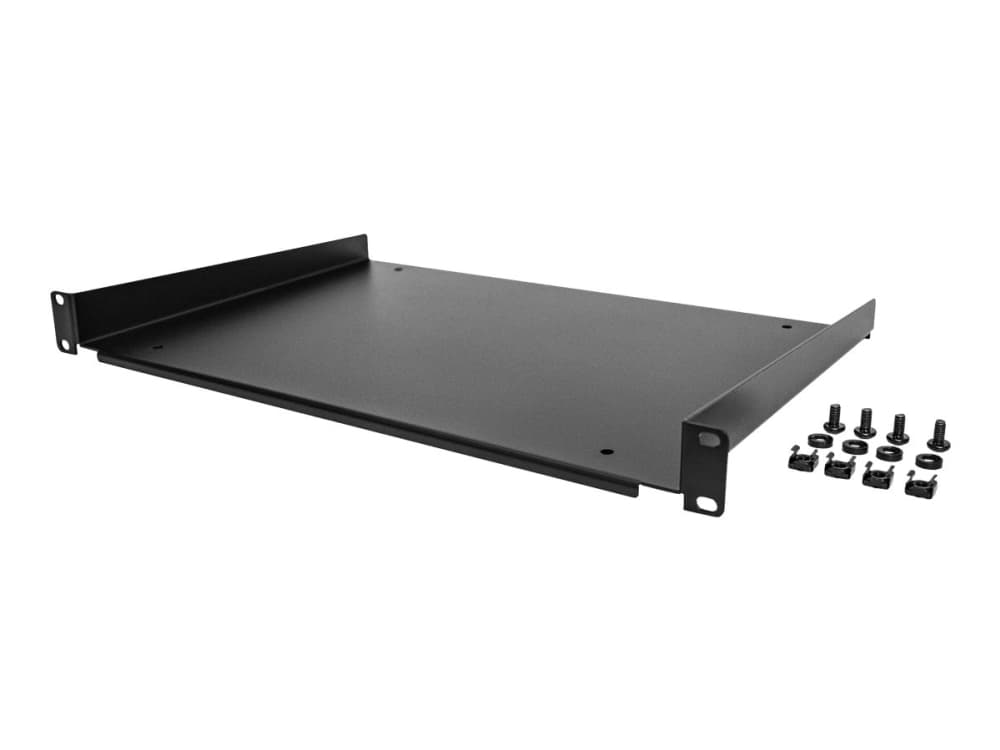 StarTech.com SHELF-1U-12-FIXED-S, Kehikon hylly, Musta, SPCC, 25 kg, 1U, 483 mm