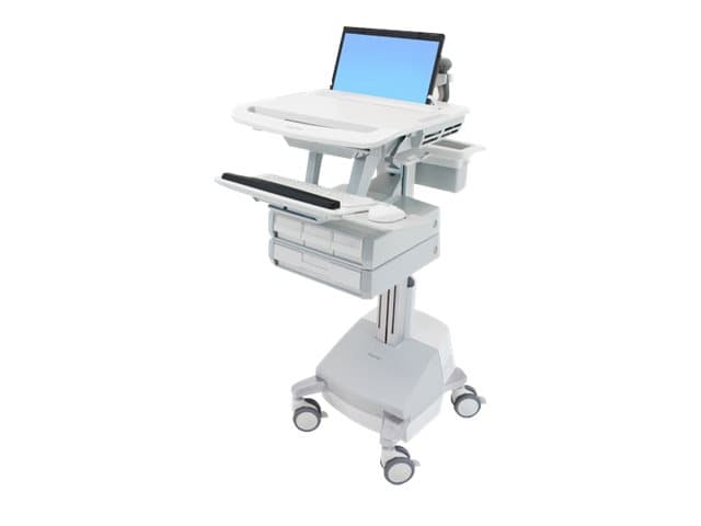Ergotron StyleView, Alumiini, Harmaa, Valkoinen, Kannettava tietokone, Multimediakärry, Alumiini, Muovi, Sinkittyä terästä, 9,5 kg, 43,9 cm (17.3)
