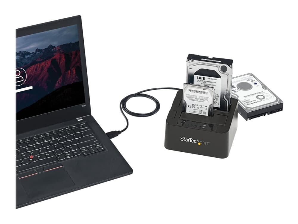 StarTech.com Dual-Bay USB 3.1 to SATA Hard Drive Docking Station, USB 3.1 (10 Gbps) kiintolevytelakka, ulkoinen 2.53.5 SATA IIIIII, SSDHDD telakka, Hot-Swap kiintolevypaikka - ylhäältä ladattava - Lagringskontrol - 2.5, 3.5 - USB 3.1 (Gen 2) - lajittelu
