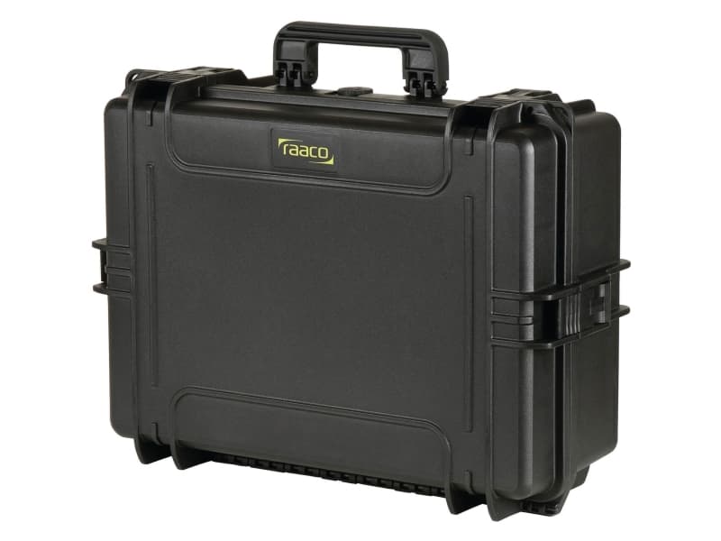 raaco FlightCase 5, Musta, Polypropeeni (PP), Pölynkestävä, Kemikaalinkestävä, Vesitiivis, Kylmänkestävä, 555 mm, 428 mm, 211 mm