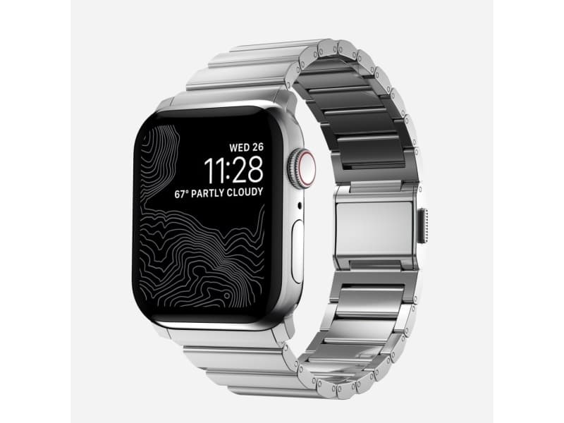 Nomad NM1A4HSXS0, Yhtye, Urheilukello, Hopea, Apple, Apple Watch Series 7, 6, SE, and all previous versions of Apple Watch, Ruostumaton teräs