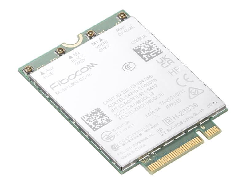 Fibocom L860-GL-16 - Trådløs mobilmodeemi - 4G LTE - M.2-kortti - ThinkPad X1 Nano Gen 2 21E8, 21E9 X1 Yoga Gen 7 21CD, 21CE -malliin