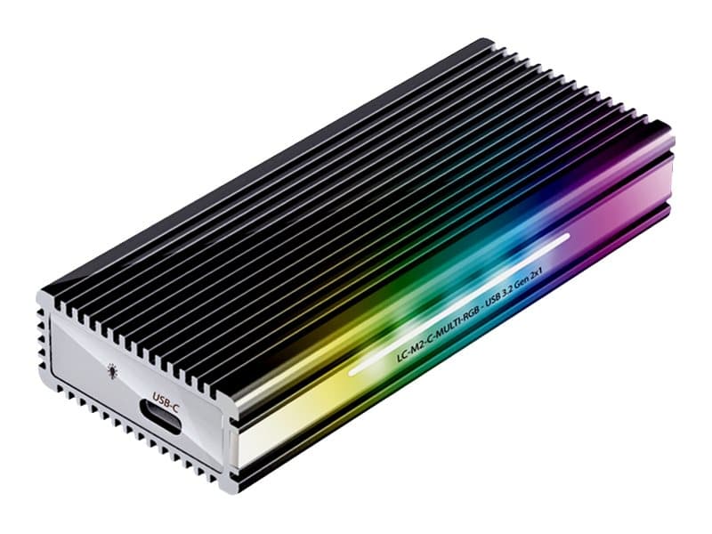 LC-Power LC-M2-C-MULTI-RGB, SSD-kotelo, M.2, M.2, 10 Gbit/s, USB-liitettävyys, Alumiini, Musta