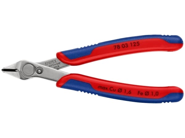 Knipex 78 03 125, Sivuleikkurit, Terästä, Muovi, Sininen, Punainen, 125 mm, 56 g