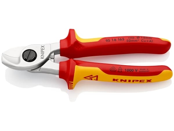 Knipex 95 16 165, Kaapelileikkuri, Punainen, Keltainen, Kromi, Oranssi, Punainen, Ruostumaton teräs, 1,5 cm, REACH, VDE