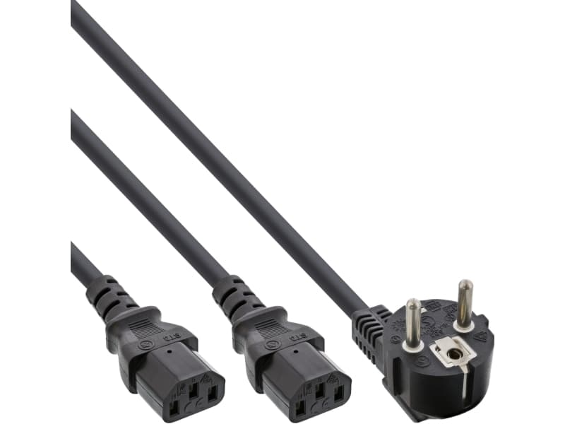 InLine 16657F, 5 m, Virtapistoke tyyppi F, 2 x C13 liitin