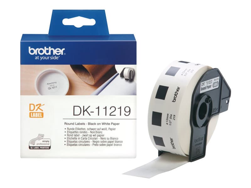 Brother DK-11219 - Sort på hvid - Rulla (1,2 cm) 1200 stk. (1 rulle(r) x 1200) etiketter - Brother QL-1050, QL-1060, QL-500, QL-550, QL-560, QL-570, QL-580, QL-650, QL-700, QL-720