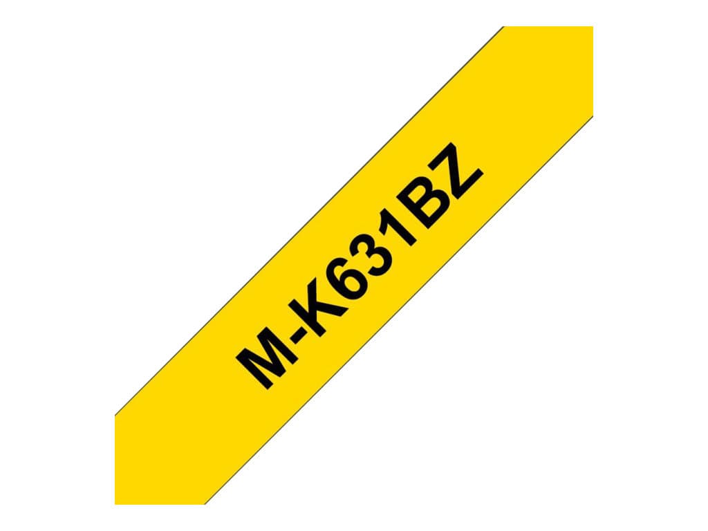 Brother MK631 - Sort på gul - Rulla (1,2 cm x 8 m) 1 kassette(r) bånd uden laminering - for Brother PT-45 P-Touch PT-100, 110, 45, 55, 65, 70, 75, 80, 85, 90, M95