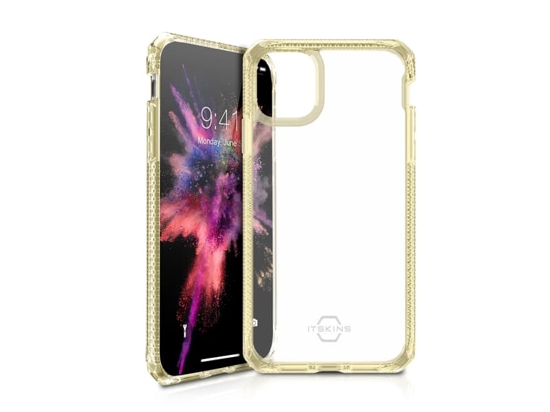 ITSKINS HYBRID CLEAR suojakuori iPhone 11 Pro / XS / X®:lle. Vaaleankeltainen ja läpinäkyvä