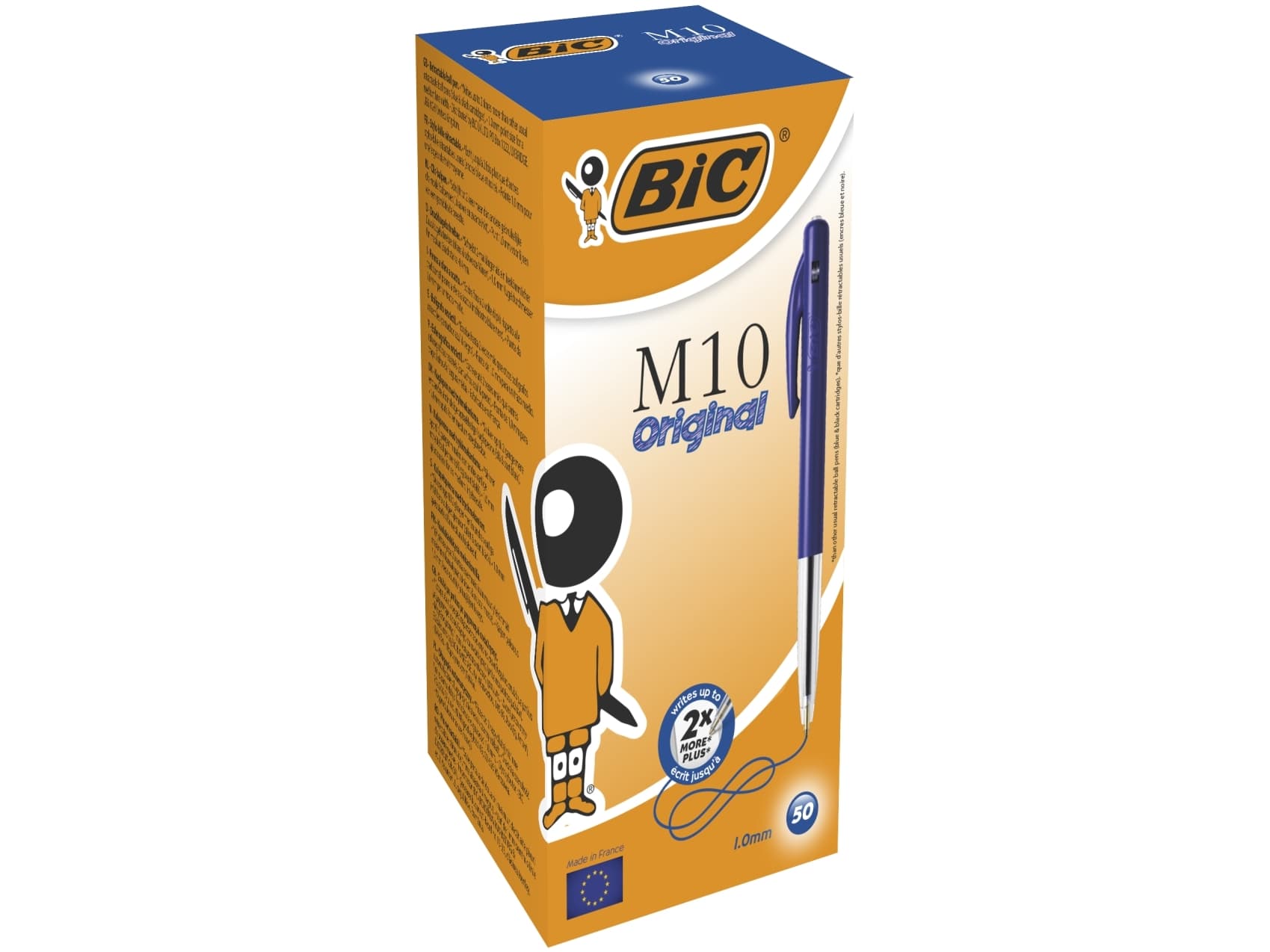 BIC M10 clic, Klipsi, Kuulakärkikynä klikkausmekanismilla, Sininen, 50 kpl, Keskikokoinen