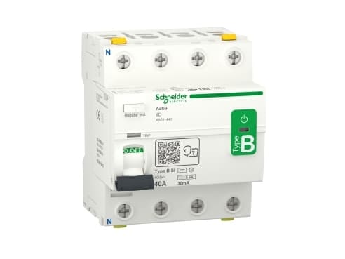 SCHNEIDER ELECTRIC RCCB HPFI afbryder 4P 40A 30mA klasse B-SI AC/DC til installationer med 3faset frekvensomformer og inverter med DC strømme