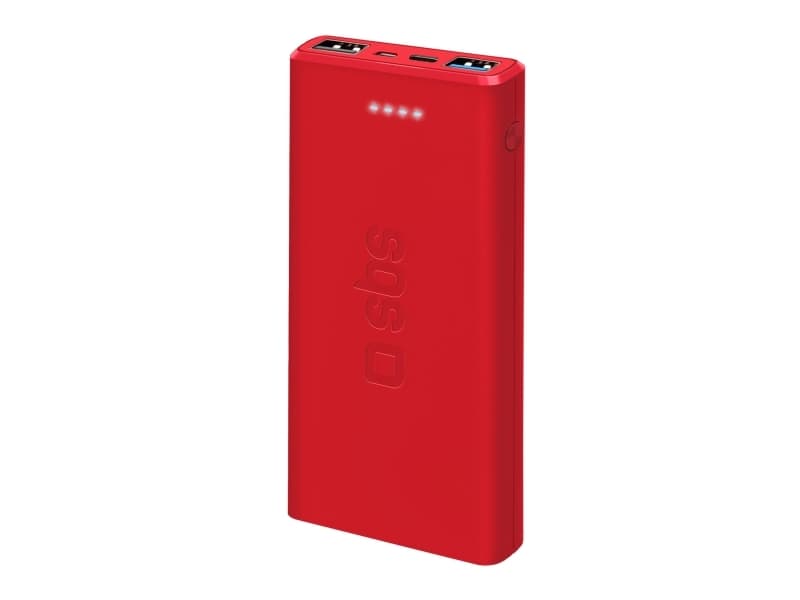 SBS hurtigtopladende powerbank. 10,000 mAh. Rød