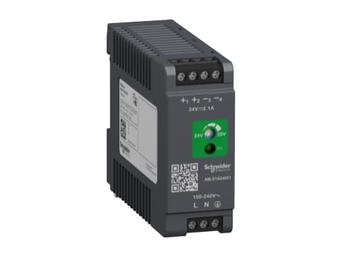 Modicon switchmode strømforsyning optimized til DIN-skinne med 24 VDC 50 W-2,1 A udgang og 100-240 V
