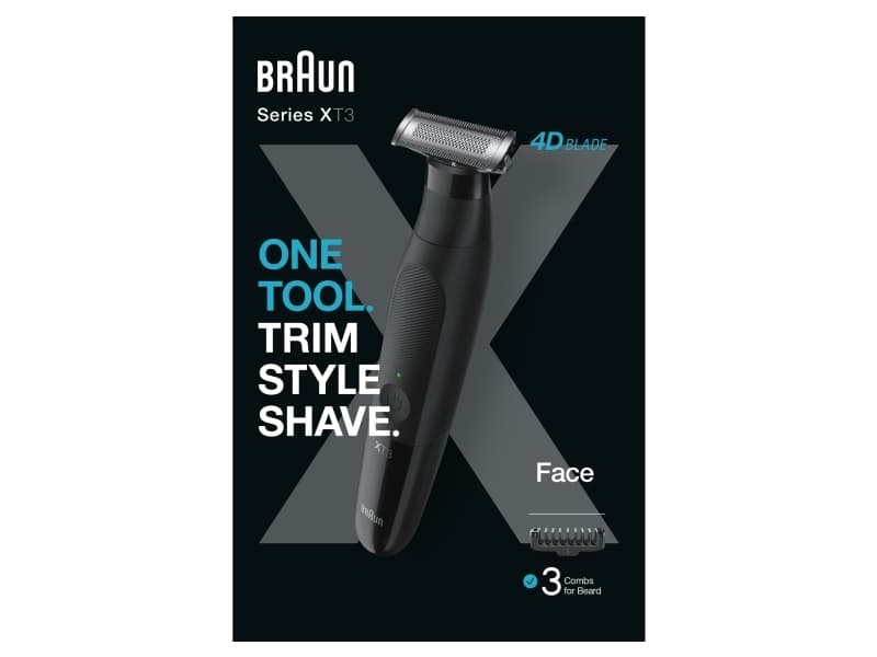 Braun XT3100, Lajittelu, 1 mm, 3 mm, 1 mm, Universel, Ruostepintainen jalusta