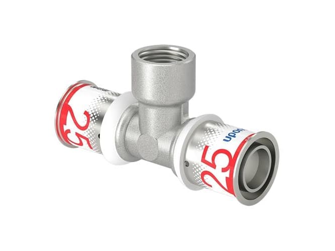 UPONOR S-PRESS PLUS tee reduceret m/muffe 25x1/2 FT-25