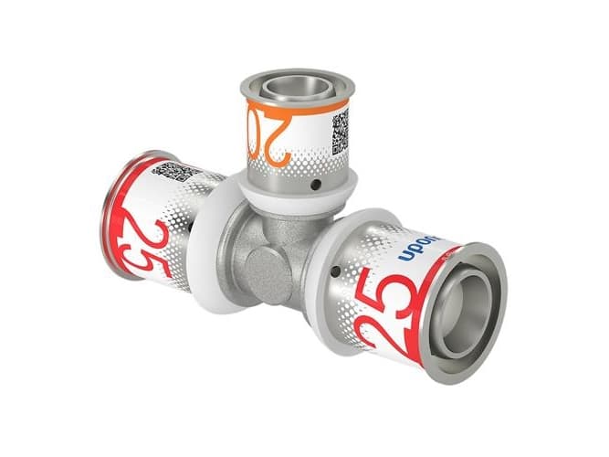 MLC-puristimen T-kappale 25-20-25mm - lattialämmitykseen ja lämpimän käyttöveden ja pattereiden lämmitysjärjestelmiin