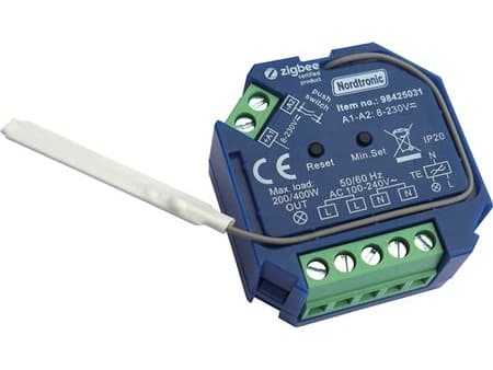 NORDTRONIC Box Dimmer Zigbee - LED 0-200W / HALOGEN 0-400W ZIGBEE LIGHT DAMPER -valon himmentäjä
