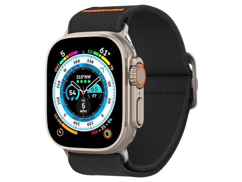Spigen AMP05983, Kellon hihna, Apple, Apple Watch Ultra (49mm) Apple Watch Series 8 / 7 (45mm) Apple Watch Series SE / 6 / 5 / 4 (44mm)..., Kangas, Nailon, Ruostumaton teräs, Sinkkiseos, 12,7 mm