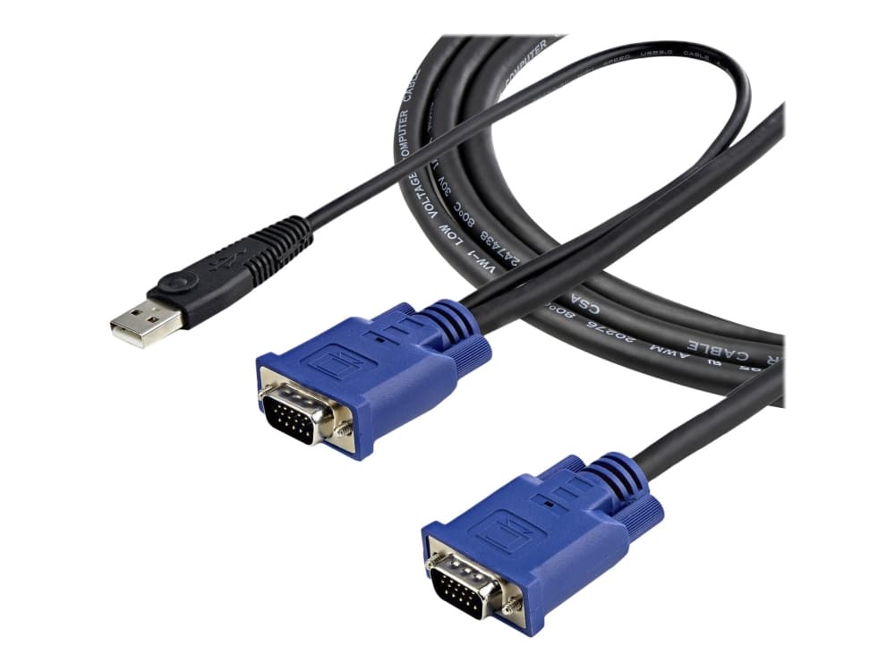 StarTech.com 10 ft Ultra Thin USB VGA 2-in-1 KVM-kaapeli - VGA KVM-kaapeli - USB KVM-kaapeli - KVM-kytkentäkaapeli (SVECONUS10) - Video / USB-kaapeli - USB, HD-15 (VGA) (han) til HD-15 (VGA) (han) - 3,05 m - lajittelu - P/N: CAB831HDU, RACKCONS1908, SV1631DUSBUK, SV565DUTPU, SV565UTPUL, SV831DUSBUK, SV565UTPUL, SV831DUSBUK varten