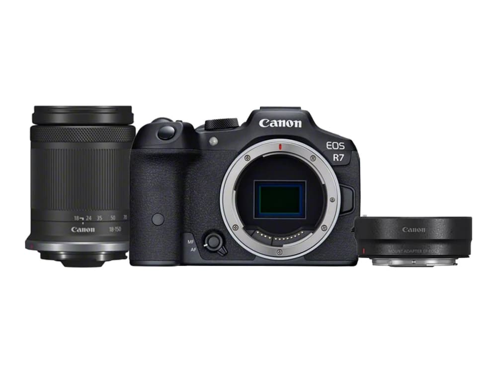 Canon EOS R7 + RF-S 18-150mm IS STM, 32,5 MP, 6960 x 4640 pikseliä, CMOS, 4K Ultra HD, Kosketusnäyttö, Musta