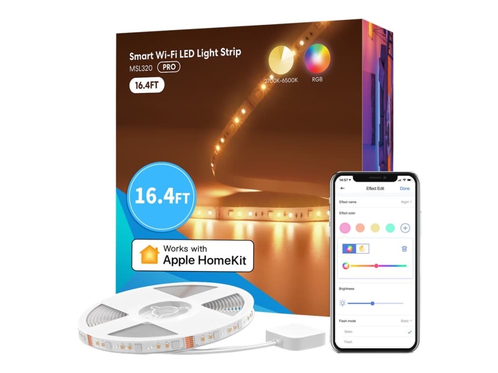 Inteligentna taśma LED RGBWW Wi-Fi 5 metrów Meross MSL320 (Homekit)