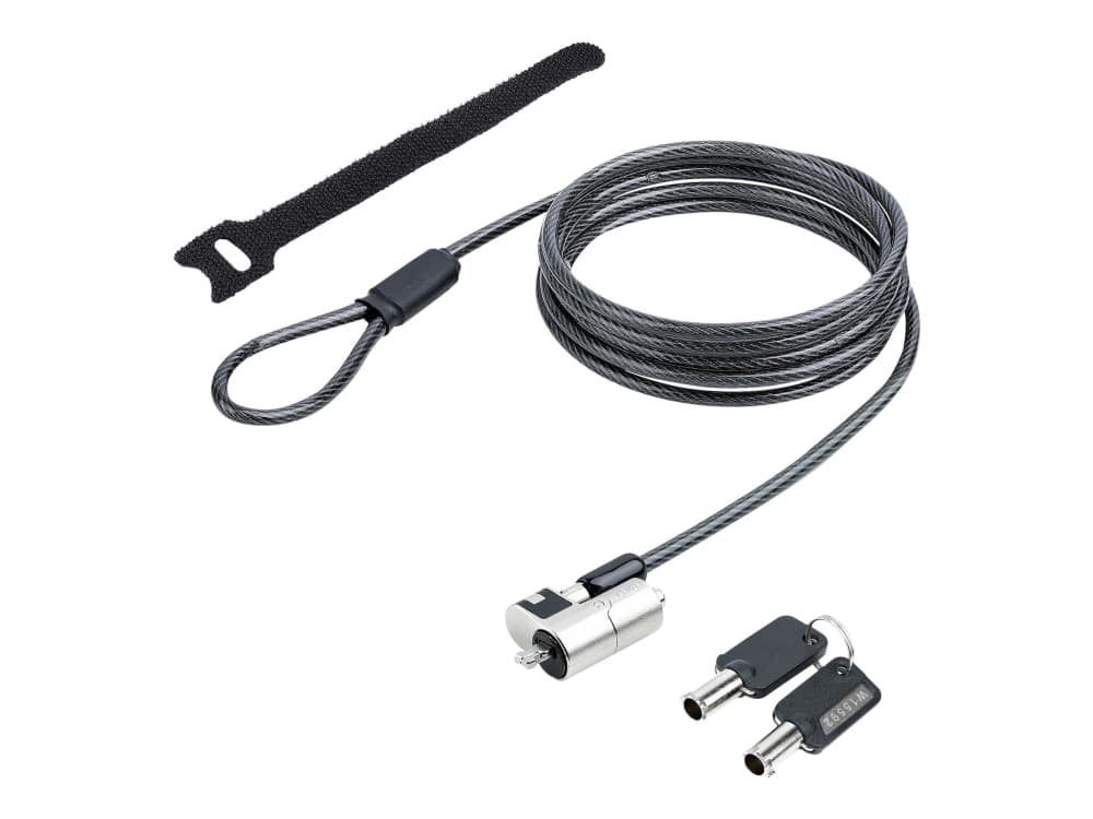 StarTech.com NANOK-LAPTOP-LOCK, 2 m, Nano, 2 Avainta, Muovi, Terästä, Sinkki, Musta, Hopea