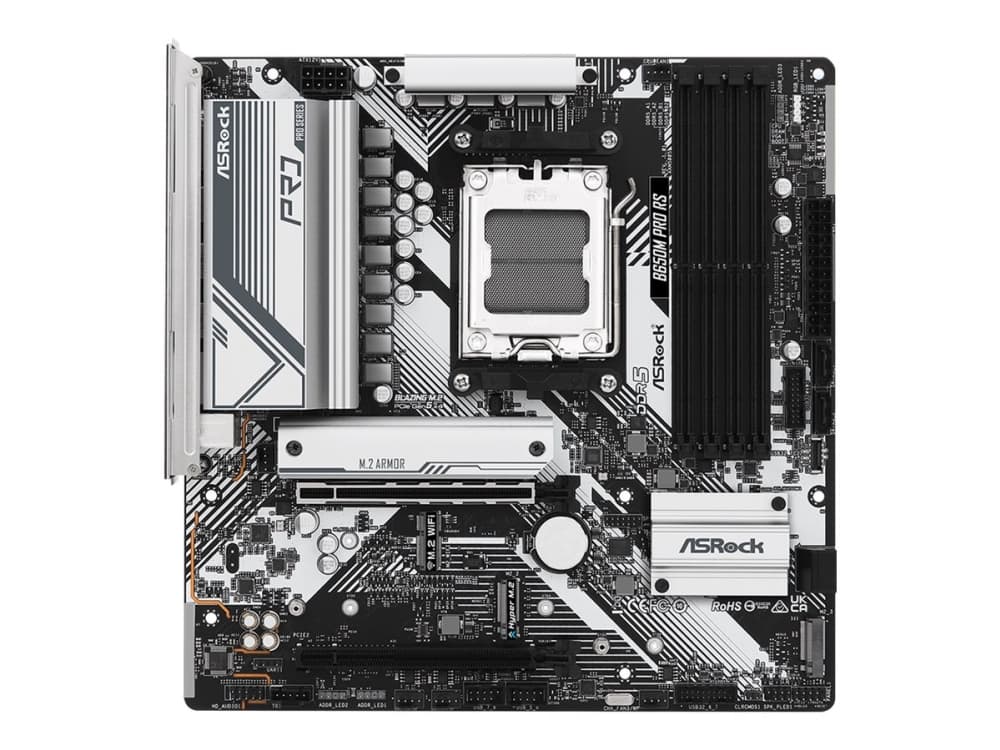 ASRock B650M PRO RS - Emolevy - micro-ATX - Socket AM5 - AMD B650 Chipset - USB 3.2 Gen 1, USB 3.2 Gen 2, USB-C 3.2 Gen2, USB-C 3.2 Gen 1 - 2.5 Gigabit LAN - sisäinen grafiikka (CPU tarvitaan) - HD Audio (8-kanavainen)