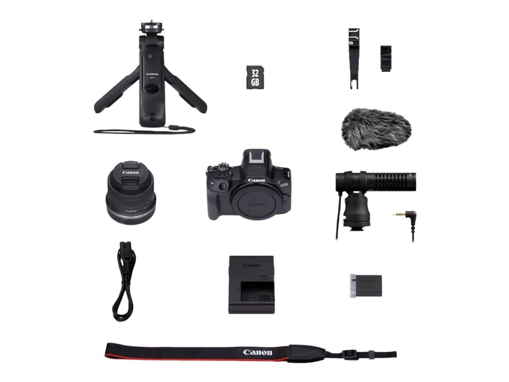 Canon EOS R50 Mirrorless Camera Content Creator Kit, 24,2 MP, 6000 x 4000 pikseliä, CMOS, 4K Ultra HD, Kosketusnäyttö, Musta