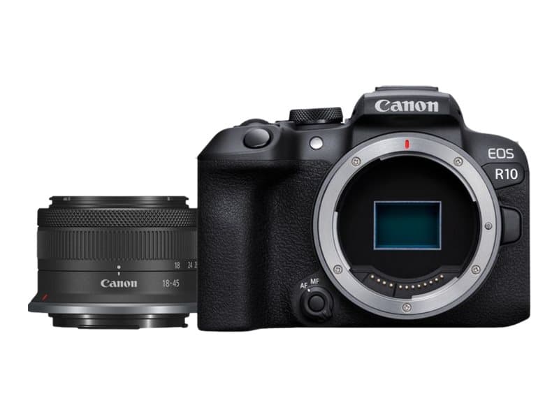 Canon EOS R10 + RF-S 18-45mm F4.5-6.3 IS STM, 24,2 MP, 6000 x 4000 pikseliä, CMOS, 2,5x, 4K Ultra HD, Musta