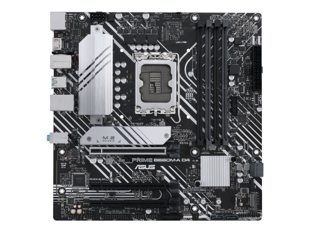 ASUS PRIME B660M-A D4-CSM, Intel, LGA 1700, Intel® Celeron®, Intel® Core™ i3, Intel® Core™ i3, Intel® Core™ i5, Intel® Core™ i7, Intel® Core™ i9,..., DDR4-SDRAM, 128 GB, DIMM