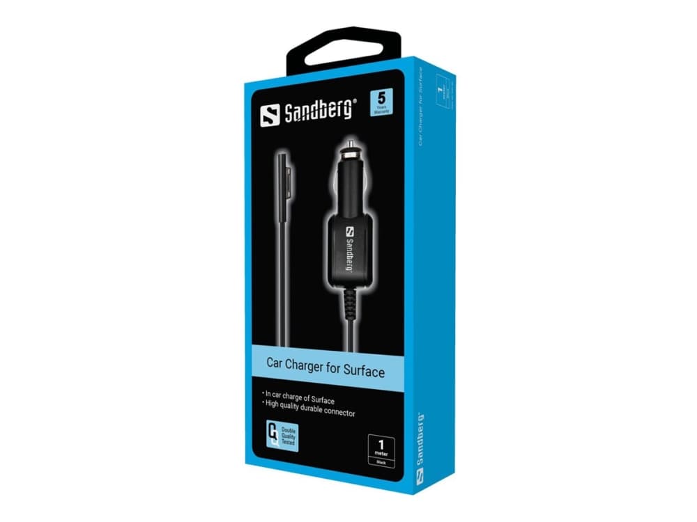 Sandberg Car Charger for Surface, Auto, Tupakansytytin, 15 V, 1 m, Musta