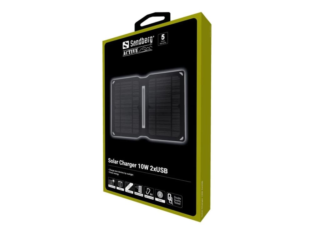 Sandberg Active - Aurinkolaturi - 10 Watt - 1 A - 2 ulostuloliitäntää (2 x USB)