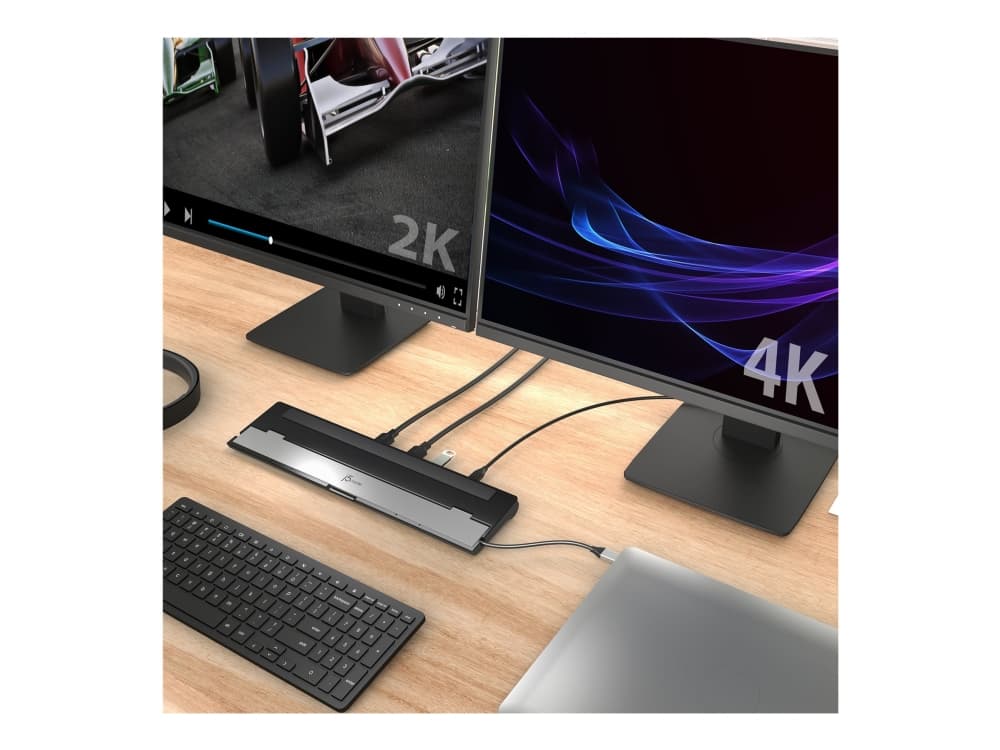 j5create JCD542-N USB-C® telakointiasema med to HDMI™-stik, USB 3.2 Gen 1 (3.1 Gen 1) Type-C, 3,5 mm, HDMI, RJ-45, USB 3.2 Gen 1 (3.1 Gen 1) Type-A, USB 3.2 Gen 1 (3.1 Gen 1) Type-C, MicroSD (TransFlash), SD, 5000 Mbit/s, 30 Hz, 3840 x 2160 pikseliä