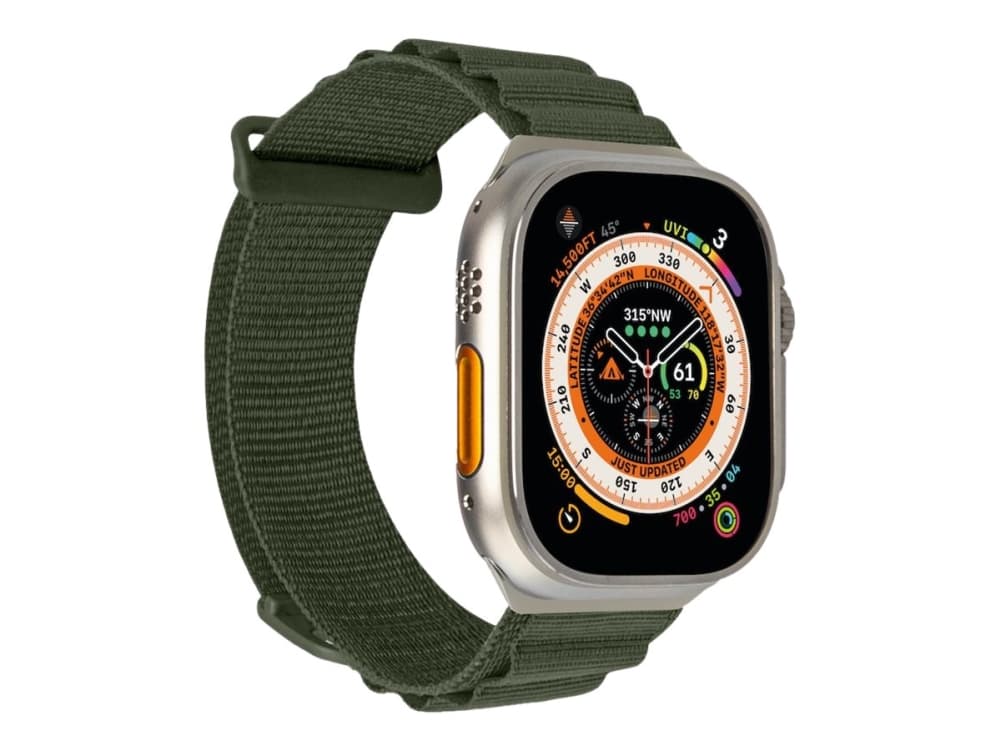PURO PUAW44EXTREMEDKGRN, Yhtye, Älykello, Vihreä, Apple, Apple Watch case 42, 44, 45, 49mm, Apple Watch Ultra, Nailon