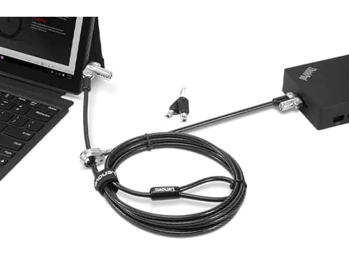 Kensington NanoSaver Twin Head Nano/MS 2.0 MasterKey - Turvakaapelilukko - musta - 2,4 m - ThinkBook 14s Yoga G2 IAP ThinkPad L13 Yoga Gen 3 L14 Gen 3 P1 Gen 5 T14s Gen 3 ThinkPad L13 Yoga Gen 3