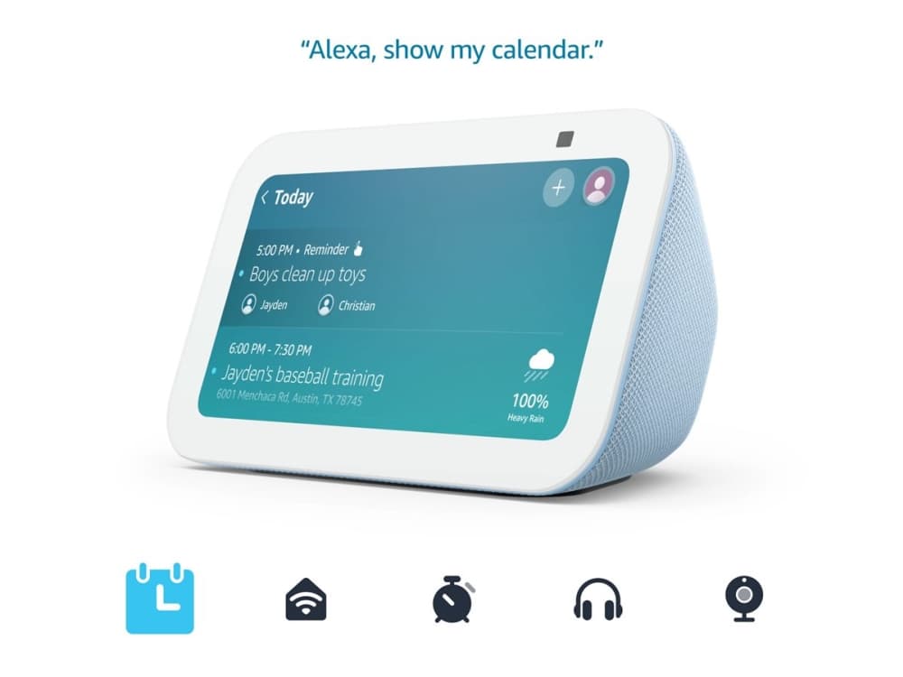 Amazon Echo Show 5 (3 gen.), Amazon Alexa, Rektandel, Blå, Android, Fire OS, iOS, 14 cm (5.5), MediaTek