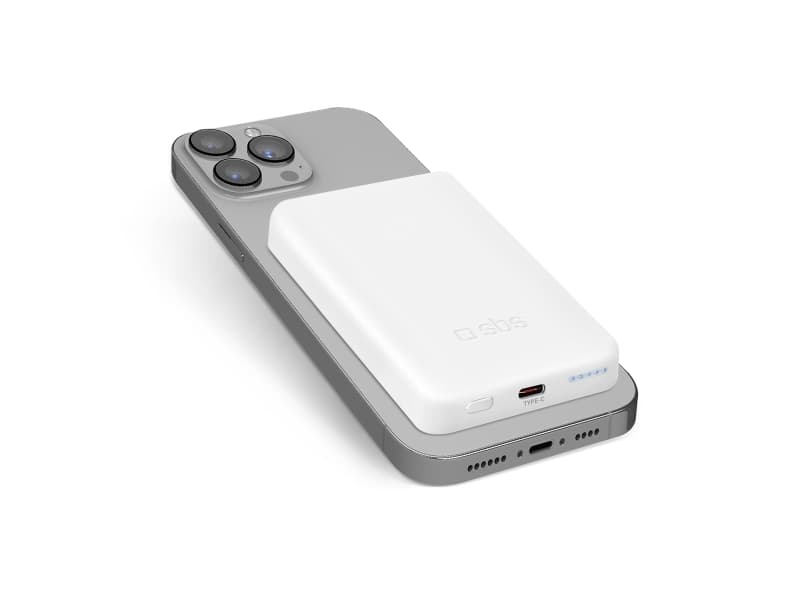 SBS TEBB5000MAG1CW, 5000 mAh, Langaton lataaminen, Valkoinen