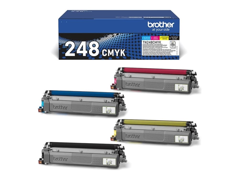 Brother TN248VAL Multipack - 4 pakkausta - musta, keltainen, syaani, magenta - alkuperäinen - laatikko - väriainekasetti - Jopa 1000 sivua per patruuna