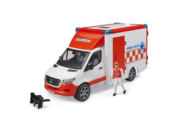 Bruder Mercedes-Benz Sprinter ambulanssi kuljettajan leluineen