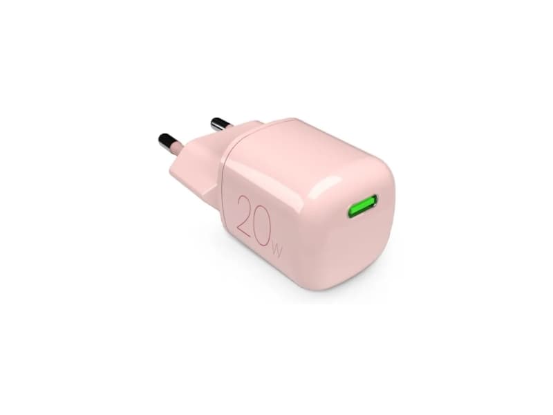PURO MiniPro seinälaturi GaN - Virtalaturi 1 x USB-C 20W PD (vaaleanpunainen)