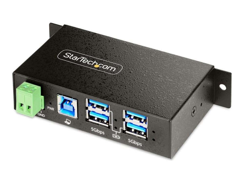 StarTech.com 4-porttinen hallittava USB-keskitin 4x USB-A:lla, raskas metallinen teollisuuskotelo, ESD- ja ylijännitesuojaus, seinään/pöydälle/ DIN-kiskoon asennettava, USB 3.0/3.1/3.2 Gen 1 5Gbps - Keskitin - 3 x USB 3.2 Gen 2 + 1 x USB 3.2 Gen 1 - seinään, pöydälle, DIN-kiskoon asennettava - TAA-yhteensopiva