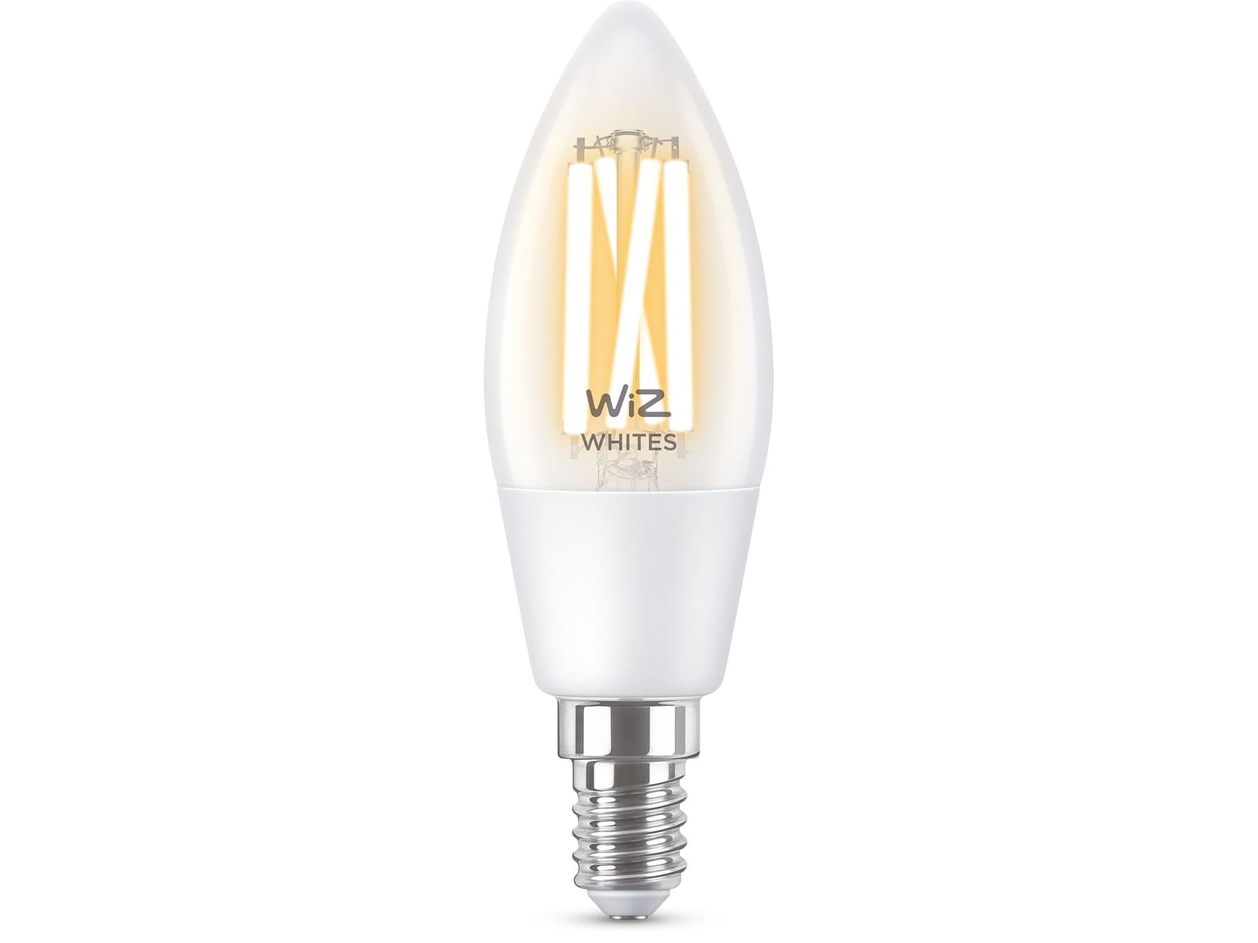 WiZ Filament-kynttilälamppu kirkas 4,9 W (vastaa 40 W) C35 E14, Älylamppu, Wi-Fi, Valkoinen, E14, Multi, 2700 K