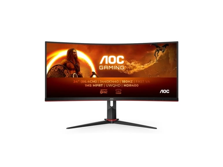 AOC G2 CU34G2XP, 86,4 cm (34), 3440 x 1440 pikseliä, UltraWide Quad HD, LED, 5 ms, musta, Punainen