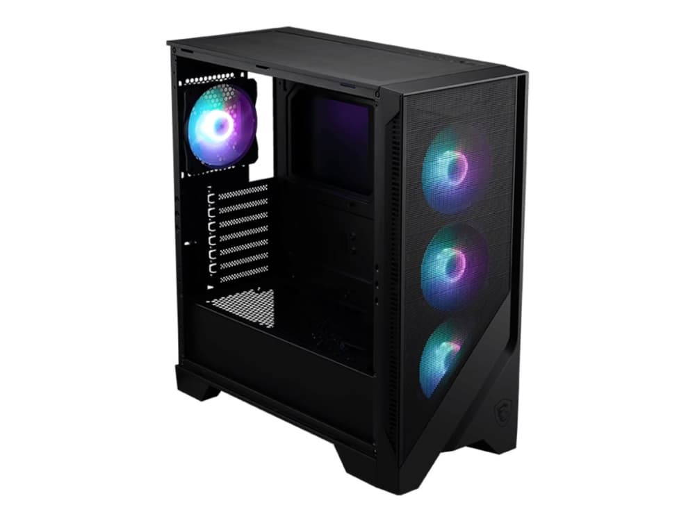 MSI MAG Forge 320R AIRFLOW, Micro Tower, PC, musta, Läpinäkyvä, mikro ATX, Mini-ITX, Verkko, Muovi, Pelaaminen