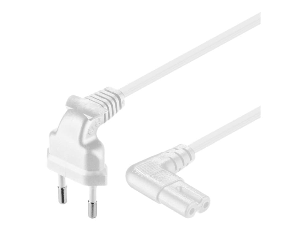 Wentronic Goobay Euro-liitäntäkaapeli, molemmista päistä kulmikas, 1,5 m, valkoinen - Euro-pistoke (tyyppi C, CEE 7/16) > pistorasia C7 (97349)