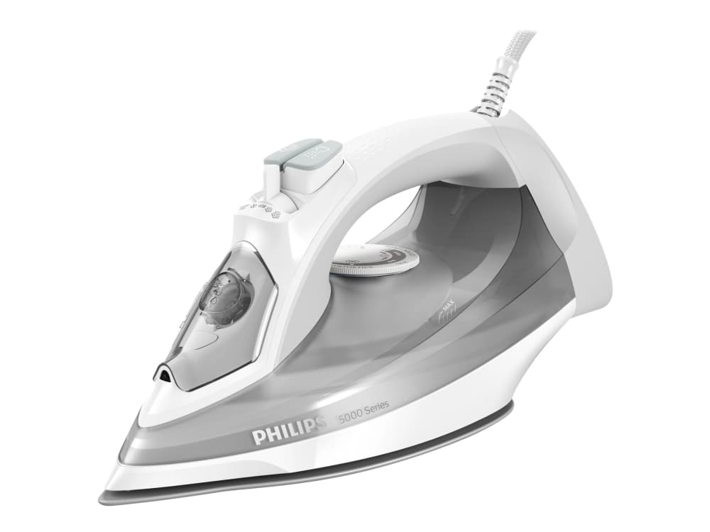 Philips 5000 series DST5010/10 Höyrysilitysrauta, Höyrysilitysrauta, SteamGlide Plus -pohjalevy, 2 m, 160 g/min, Harmaa, Valkoinen, 40 g/min