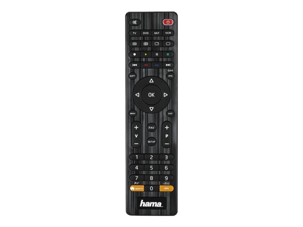 Hama 00012306, DVD/Blu-ray, STB, TV, VCR, IR Langaton, Painikkeiden painaminen, Musta