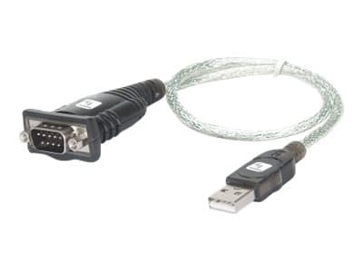 Techly IDATA USB-SER-2T, Läpinäkyvä, 0,45 m, USB A-tyyppi, DB-9, Uros, Uros
